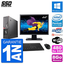 PC Fujitsu E720 E85+ DT Ecran 22" Intel G3220 RAM 8Go SSD 480Go Windows 10 Wifi · Occasion 