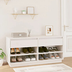 vidaXL Armoire à chaussures Blanc 110x34x52 cm Bois de pin massif 