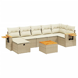 vidaXL Salon de jardin avec coussins 8 pcs beige résine tressée