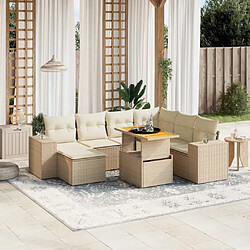 vidaXL Salon de jardin avec coussins 8 pcs beige résine tressée 