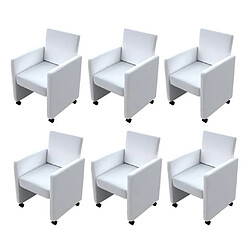 Avis Maison Chic Lot de 6 Chaises à manger,Chaise pour cuisine blanc similicuir -MN96072