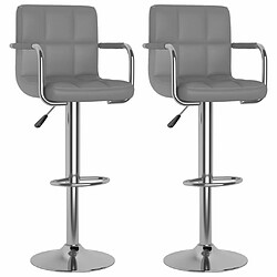 vidaXL Tabourets de bar lot de 2 gris similicuir