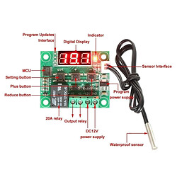 Wewoo Thermostat Domestique DC 12V W1209 numérique Régulateur de température Interrupteur Marche / Arrêt -50-110C + Boîtier Boîte en acrylique