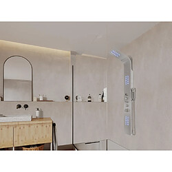 Vente-Unique Colonne de douche hydromassante thermostatique à leds - 20*165cm - Argent - FELICITA