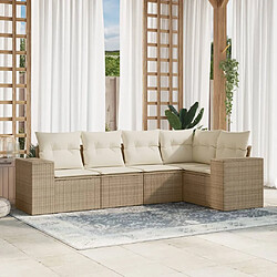 vidaXL Salon de jardin avec coussins 5 pcs beige résine tressée 