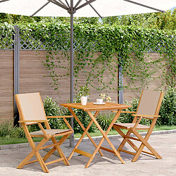 vidaXL Ensemble de bistro 3 pcs beige tissu et bois massif 