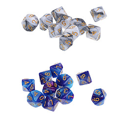 Plastique Dés Jeux de Role Donjons Dragons 20 Pièces Dés Double Couleurs Jeux de Role Donjons et Dragons D10 Polyédrique Jeu de Dés - Blanc Gris et Violet Bleu