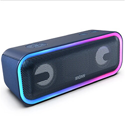 Chrono Haut-parleur Bluetooth DOSS SoundBox Pro Plus, haut-parleur 24W, boîte à musique avec effets lumineux, super basses, couplage stéréo sans fil, 16 heures d'autonomie, emplacement pour carte TF(Bleu) 