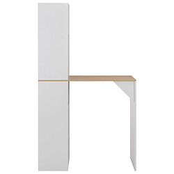 vidaXL Table de bar avec armoire Blanc 115x59x200 cm