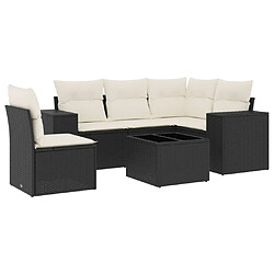 vidaXL Salon de jardin 6 pcs avec coussins noir résine tressée