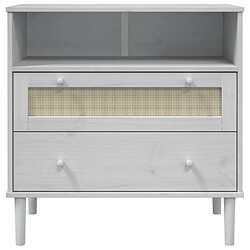 Acheter vidaXL Buffet SENJA aspect rotin blanc 80x40x80 cm bois massif de pin