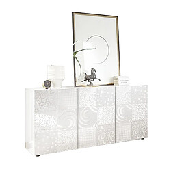 Webmarketpoint Buffet 3 portes en sérigraphie blanc brillant. L.181 P.42 H.84 cm 