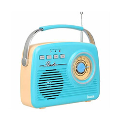 Lauson Ra142 Radio Vintage Azul Crema Analógica Con Altavoz Integrado 2w Am/fm Batería Recargable Bluetooth Usb Sd