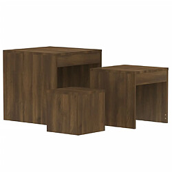 vidaXL Tables gigognes 3 pcs Chêne marron Bois d'ingénierie