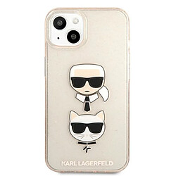 Avis Karl Lagerfeld Glitter Karl & Choupette Head - Coque pour iPhone 13 mini (Or)