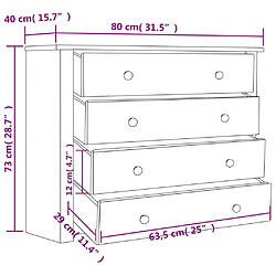 vidaXL Armoire latérale Blanc 80x40x73 cm Pin Assortiment Panama pas cher