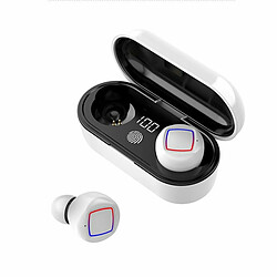 Tws Wireless Earphone In-Ear Bluetooth5.0 Headphone Avec Affichage Numérique Led Light Charging Box Blanc