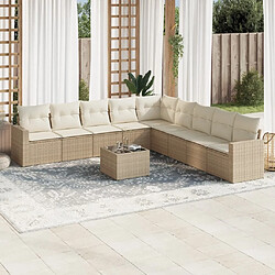 Maison Chic Salon de jardin avec coussins 10 pcs | Ensemble de Table et chaises | Mobilier d'Extérieur beige résine tressée -GKD65498