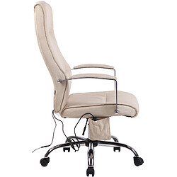 Decoshop26 Fauteuil de bureau sur roulettes fonction massage mécanisme de balance en tissu crème 10_0002612