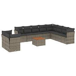 Maison Chic Salon de jardin 11 pcs avec coussins, Ensemble Tables et chaises d'extérieur gris résine tressée -GKD646117