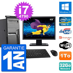 PC Tour Lenovo M83 Ecran 19" Intel i7-4790 RAM 32Go Disque 1To Windows 10 Wifi - Occasion