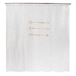 Allibert Rideau de douche design ethnique ARROW GOLD - 180 x 200 - Blanc