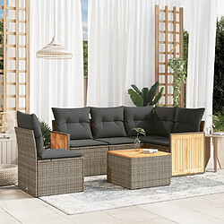 vidaXL Salon de jardin 6 pcs avec coussins gris résine tressée 