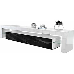 Mpc Meuble TV Blanc Et Noir (hxlxp) : 38 X 189 X 35 Cm