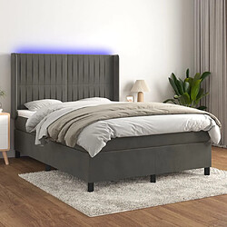 vidaXL Sommier à lattes de lit matelas et LED Gris foncé 140x190 cm