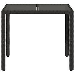 Avis vidaXL Table de jardin dessus en verre Noir 90x90x75 cm Résine tressée