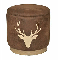 Decoshop26 Tabouret pouf repose pieds de rangement motif cerf marron avec espace de rangement TABO05022