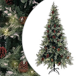 vidaXL Sapin de Noël pré-éclairé pommes de pin vert blanc 225cm PVC PE 