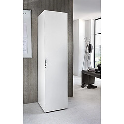 Pegane Armoire cadenassable avec 1 porte en bois mélamine coloris blanc - longueur 45 x hauteur 185 x profondeur 54 cm