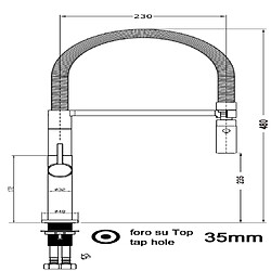 VIZIO Robinet de cuisine chromé bec orientable, douche 2 jets détachable - haut 48cm