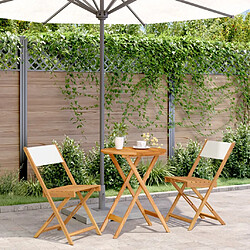 vidaXL Ensemble de bistro 3 pcs blanc crème tissu et bois massif