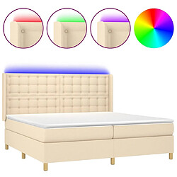 Maison Chic Lit adulte- Lit + matelas + LED,Sommier à lattes de lit matelas et LED Crème 200x200 cm Tissu -GKD81772