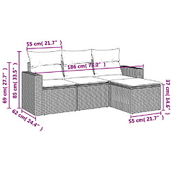 Avis vidaXL Salon de jardin 4 pcs avec coussins noir résine tressée