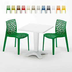 Grand Soleil Table et 2 chaises colorées polypropylen