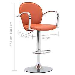 vidaXL Tabourets de bar avec accoudoir lot de 2 orange similicuir pas cher