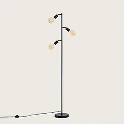 Ledkia Lampadaire Métal Aratz 3 Spots Noir