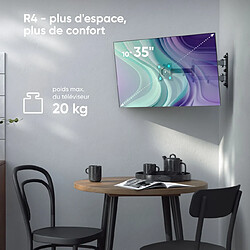 ONKRON Bras TV Mural Articulé pour 10 - 35 Pouces TV, Support Mural TV Poids jusqu'à 20 kg - Accroche TV Mural VESA 75x75 - 100x100/Support Television Mural Pivotant Inclinable Orientable R4-B Noir