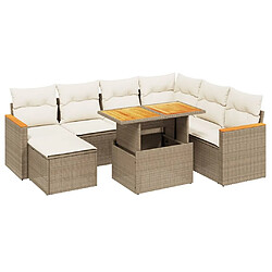 vidaXL Salon de jardin avec coussins 8 pcs beige résine tressée