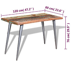 vidaXL Table à manger Bois de récupération 120x60x76 cm pas cher