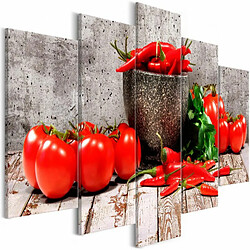 Paris Prix Tableau 5 Panneaux Red Vegetables Concrete Wide 50 x 100 cm 