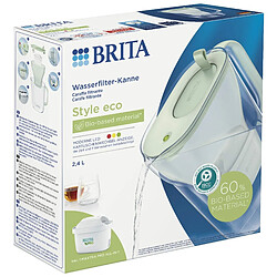 BRITA Filtre à eau Style eco Vert (2,4 l) avec 1 cartouche MAXTRA PRO tout-en-1 ? Filtre durable au design moderne pour réduire le calcaire, le chlore, le plomb et les impuretés