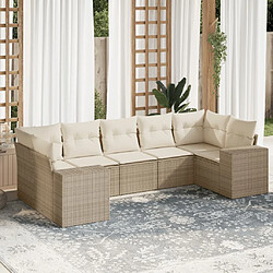 vidaXL Salon de jardin avec coussins 7 pcs beige résine tressée