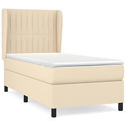 Maison Chic Structures de lit + matelas,Lit à sommier tapissier et matelas pour Chambre Crème 90x190 cm Tissu -MN69122