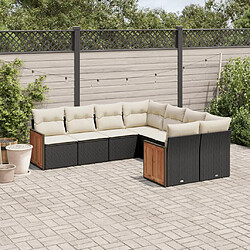 vidaXL Salon de jardin 8 pcs avec coussins noir résine tressée 