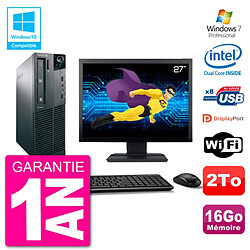 PC Lenovo M82 SFF Ecran 27" G2020 RAM 16Go Disque 2To Graveur DVD Wifi W7 - Occasion