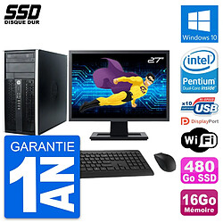 PC Tour HP Pro 6300 CMT Ecran 27" Intel G630 RAM 16Go SSD 480Go Windows 10 Wifi - Occasion